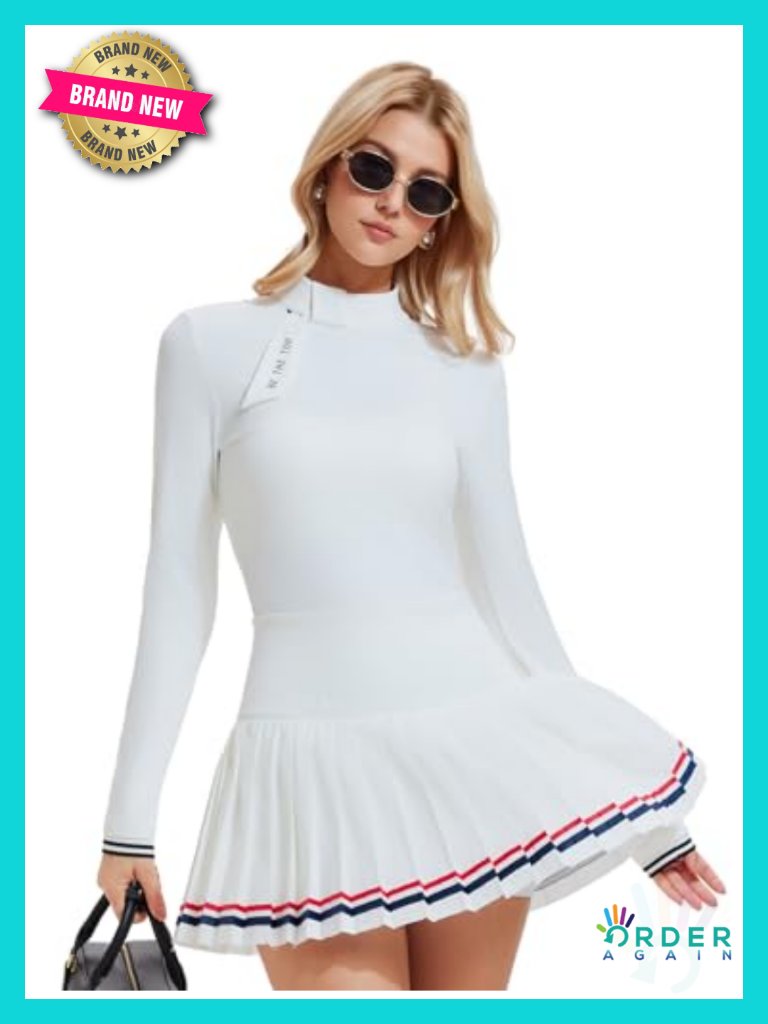 Women's 2 Piece Tennis Skirt Set Zip Back Top Pleated Skort With Pockets
